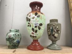 An opaline vase,