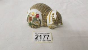 A Royal Crown Derby Cottage Garden Kitten, gold stopper, in good condition.