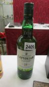A bottle of Laphroaig 18 year Islay single malt Scotch whisky.