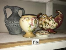 A rose bowl decorated vase & Spanish vase