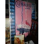 A Framed Cunard Line print.