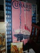 A Framed Cunard Line print.