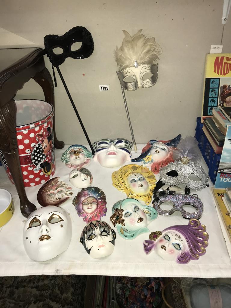 A quantity of ornamental pottery & other face masks