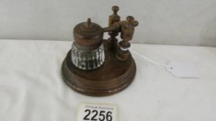 A vintage treen inkwell, (top a/f).