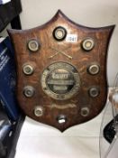 A rare Lincolnshire clay pigeon shooting trophy plaque Louth and Cleethorpes Gun Club 1931-1935