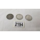 3 high grade India one rupee coins, 1879, 1889, 1912.