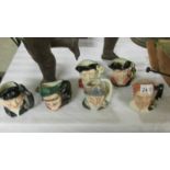 Six Royal Doulton character jugs - Don Quixote, Dick turpin, Lobster man, Gaoler,