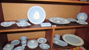 A mixed lot of Wedgwood blue Jasper ware porcelain.