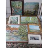 7 good framed oil paintings.