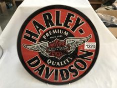 A glass Harley Davidon advertising Quartz wall clock