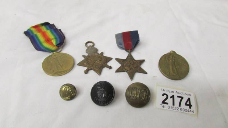 A quantity of medals WW! 22259 Pte Townsend, 22289 Sgt Townsend, other medals and buttons.