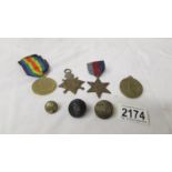 A quantity of medals WW! 22259 Pte Townsend, 22289 Sgt Townsend, other medals and buttons.