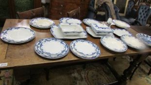 A quantity of Napier blue and white dinner ware etc., (one tureen missing lid).