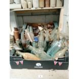 2 full boxes of clay pots & bottles