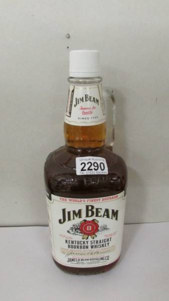 A large bottle of Jim Beam Kentucky Straight Bourbon whisky.