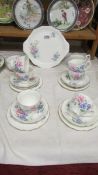 A Royal Albert 'Friendship - Sweet Pea' pattern tea set, missing 2 tea plates.