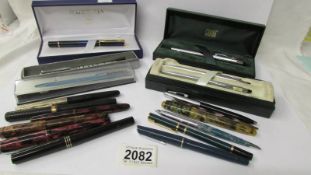 A good collection of assorted pens including boxed Waterman fountain pen,