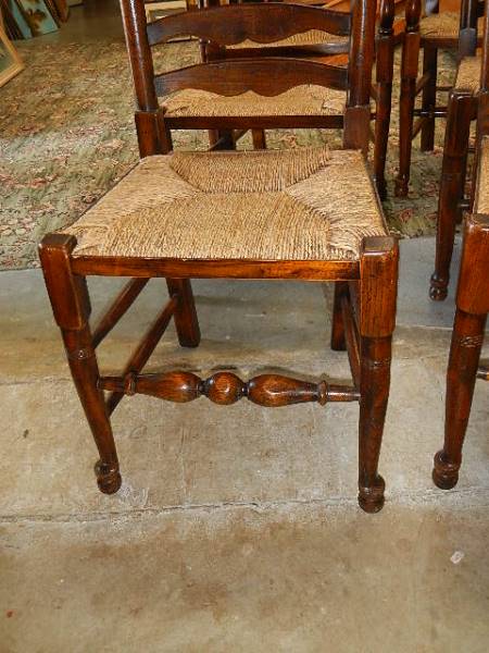 A set of 6 oak ladder back chairs. - Image 3 of 4