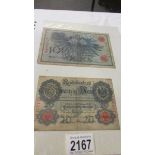 An album of mainly German bank notes, some Vietnam and 3 UK £1 notes.