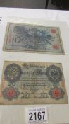 An album of mainly German bank notes, some Vietnam and 3 UK £1 notes.