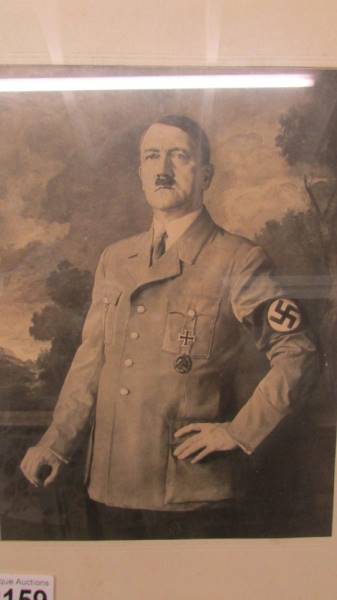 A framed and glazed period Nazi era picture of Adolf Hitler. - Image 2 of 3