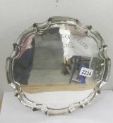 A silver plate presentation tray engraved 'Lincoln Golf Club Captain's Prize,