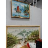 Two painting of Chinese scenes.