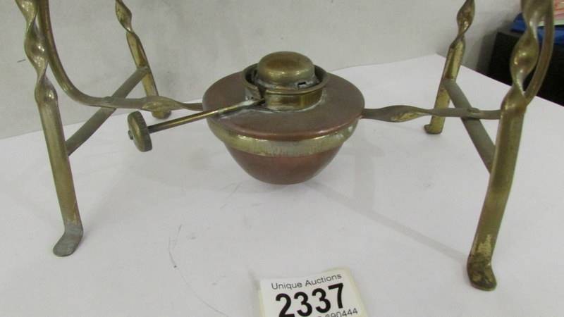 An art nouveau copper spirit kettle on brass stand. - Image 4 of 4