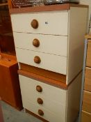 A pair of 3 drawer bedside chests.