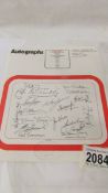 A Liverpool F.C 72-73 and Sunderland Association Football Club multiple signature autograph sheet.