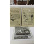 Two framed period advertisements for Messerschmitt KR200 fron the Autocar 1958 and a black and