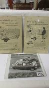 Two framed period advertisements for Messerschmitt KR200 fron the Autocar 1958 and a black and