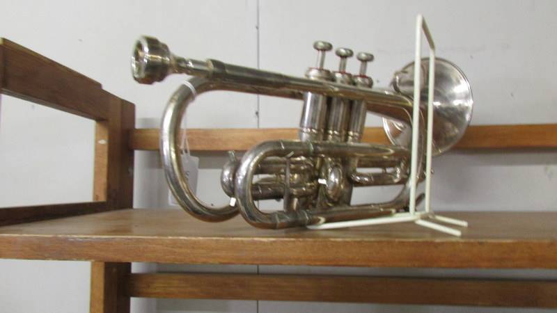 A silver plated Weltklang cornet, in need of attention to valves. - Image 2 of 2