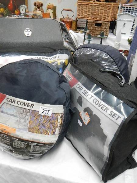 A quantity of car seat covers.