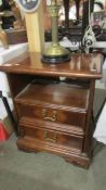 A nice quality mahogany 2 drawer bedside chest.