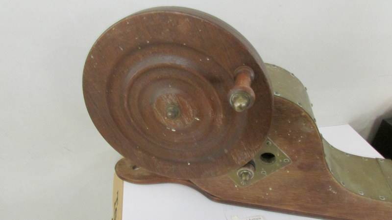 A set of unusual brass and oak bellows. - Image 2 of 3
