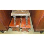 Three vintage wooden foot stools.