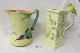 A Burleigh Ware kingfisher jug together with another bird decorated jug.