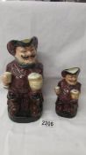 A Royal Doulton traditional Toby Jug Sir John Falstaff, 8328 and smaller example 8328A.