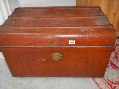 An old tin trunk.