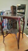 A 1930's mahogany side table with under shelf, 45 x 45 x 71 cm.