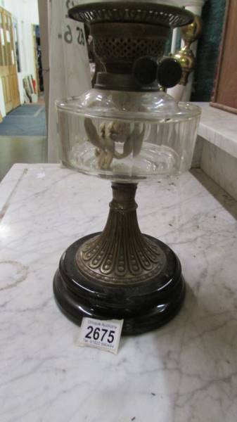 A Victorian oil lamp with later shade. - Image 2 of 3