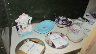 A mixed lot of miscellaneous china including collector's plates, Staffordshire flat back etc.