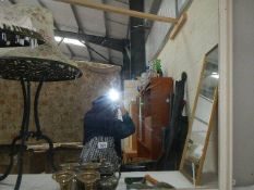 A large painted shop mirror. ****Condition report**** Not bevelled. 103cm x 134cm.