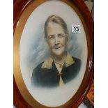 A Victorian oval portrait picture in frame.