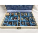 A jewellery box and mixed lot of costume jewellery including pearl necklace, earrings, brooches etc.