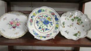 A Coalport cake stand, a Mason's cake stand and a Crown China cake stand.