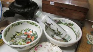 Two large Portmerion salad bowls, a rolling pin and an Aynsley cake slice.