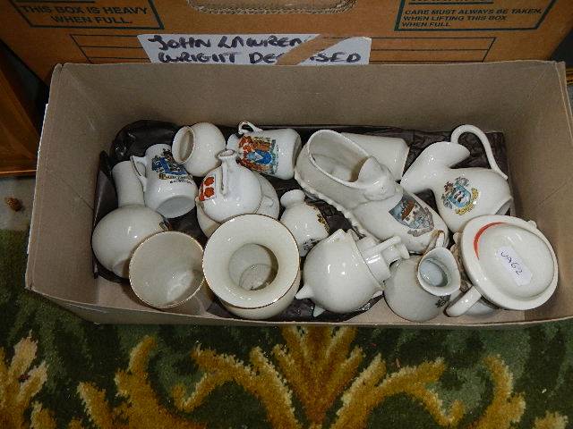 Two boxes of crested ware, Wedgwood, blue and white etc. - Image 2 of 3