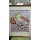 Michael Haswell (1931-2020) Modernist watercolour painting of a reclining female nude from the